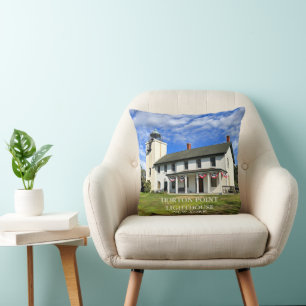 Horton Point Lighthouse, NY Round Throw Kissen