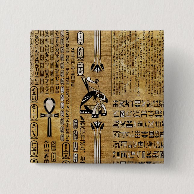 Horus - Ägyptischer Hor- Gold und Perle Button (Vorderseite)