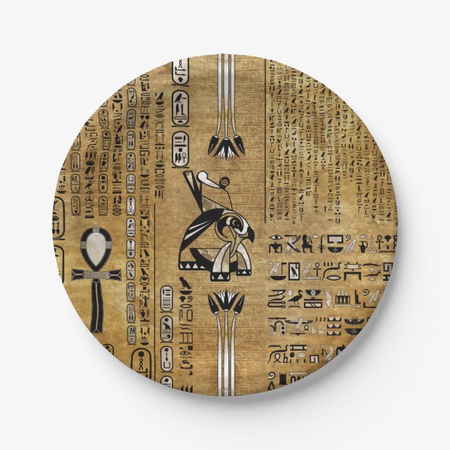 Horus - Ägyptisches Hor- Gold und Perle Pappteller (Vorderseite)