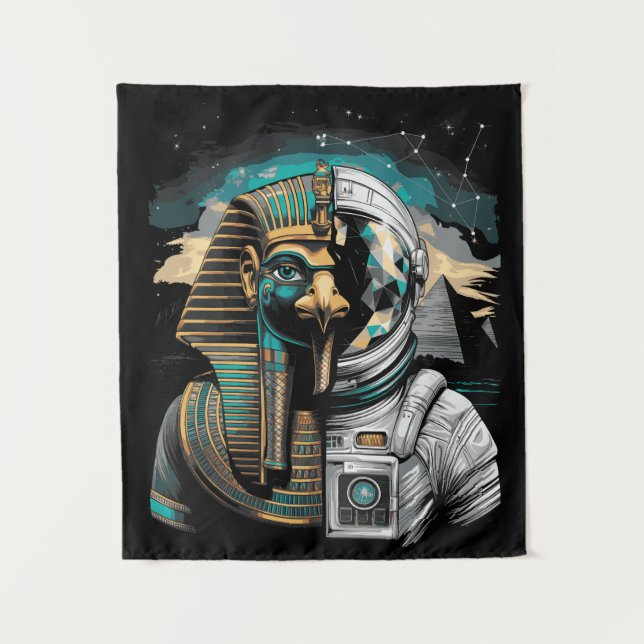 Horus Astronaut - Erkundung alter Güter und Weltra Wandteppich (Vorderseite)