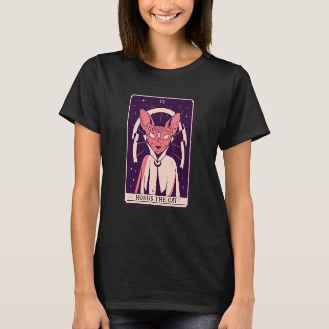 Horus Bingus Die Cat Tarot Card T-Shirt (Vorderseite)