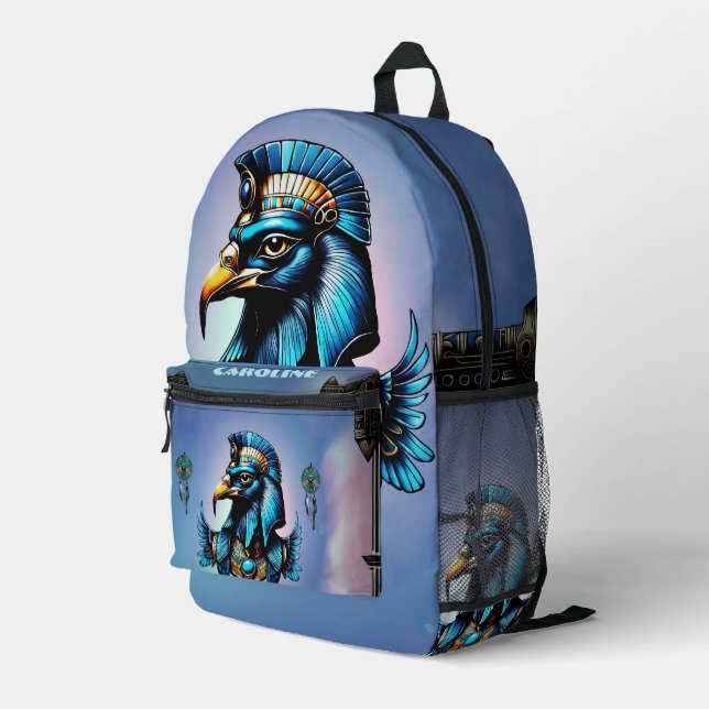 Horus den ägyptischen Falkengott. Bedruckter Rucksack (Rückseitige Ecke Rechts)