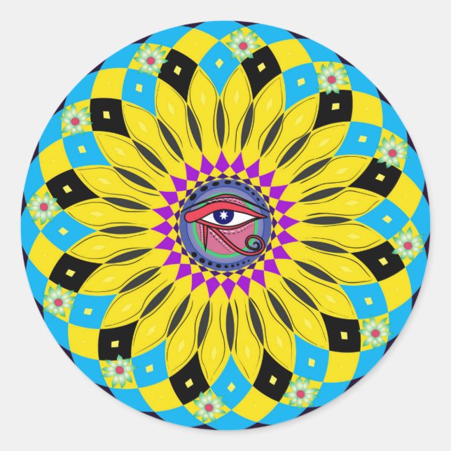 Horus Sonnenblume Mandala Sticker (Vorderseite)