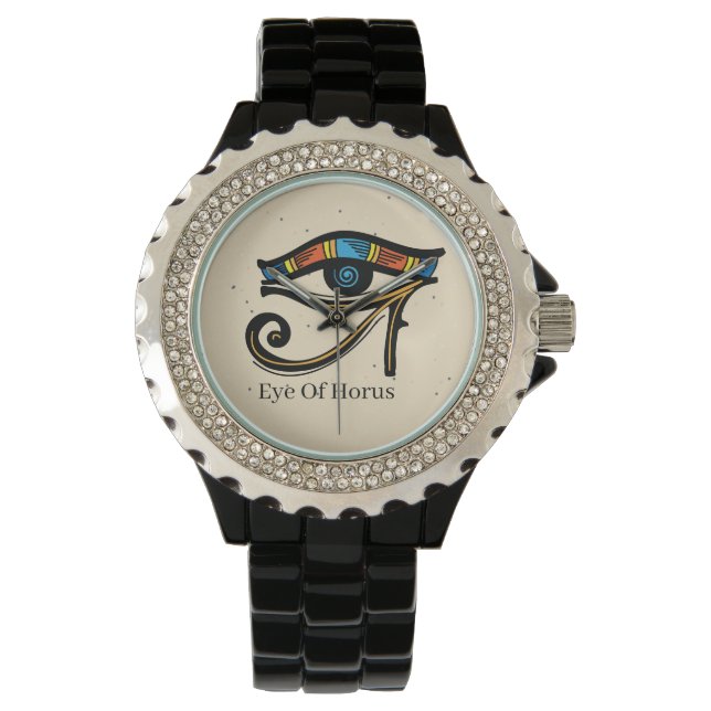 Horusauge auf Papyrus, ägyptische Hieroglyphen Armbanduhr (Vorderseite)