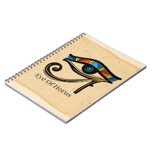 Horusauge auf Papyrus, ägyptische Hieroglyphen Notizblock