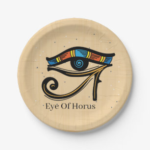 Horusauge auf Papyrus, ägyptische Hieroglyphen Pappteller