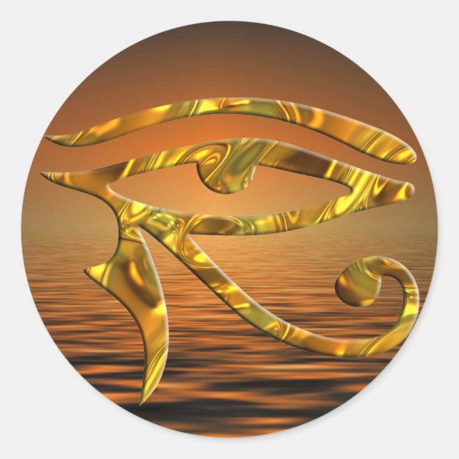 Horusauge - GOLD | Sonnenuntergang Runder Aufkleber (Vorderseite)