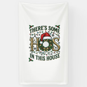 Hos Haus Weihnachtskranz Weihnachtsmann Hut Lichte Banner