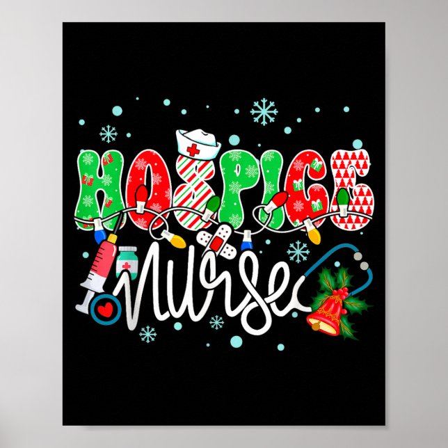 Hosce Nurse Funny Xmas Light Stethoscope Christmas Poster (Vorne)