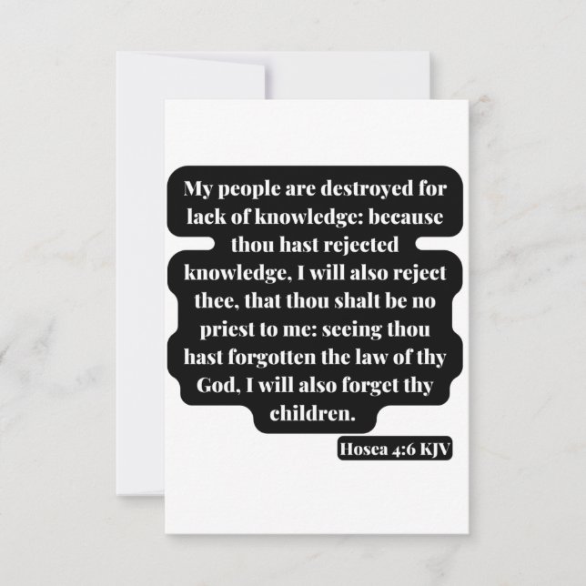 Hosea 4:6 Bible Scripture Carte de voeux (Devant)