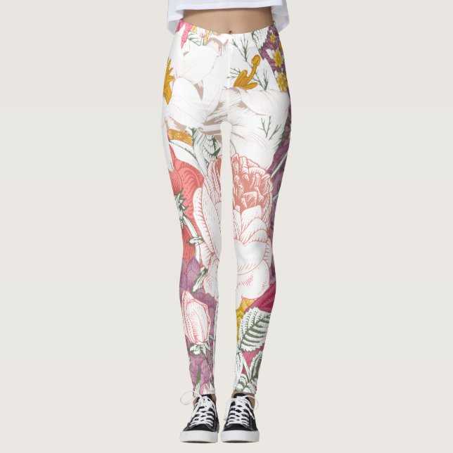 Hosen mit modernem Blumenmuster Leggings (Vorderseite)