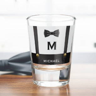 Hosenträger & Fliege Name Monogramm Junge Schnapsglas