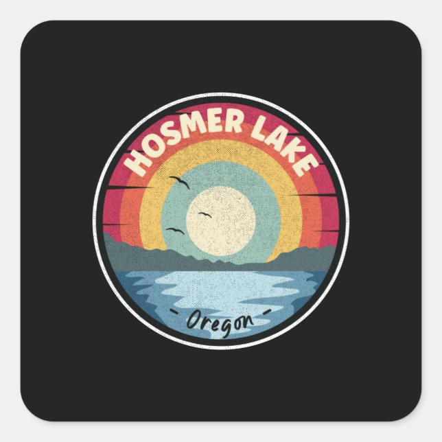 Hosmer Lake Oregon Farbenfrohe Szene Quadratischer Aufkleber (Vorderseite)