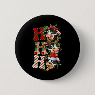 Hospho Cows Santa Claus Hat Reindeer Merry Christm Button