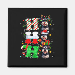 Hospho Schnauzer Dog Santa Elf Hat Reindeer Christ Magnet