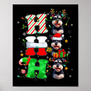 Hospho Schnauzer Dog Santa Elf Hat Reindeer Christ Poster