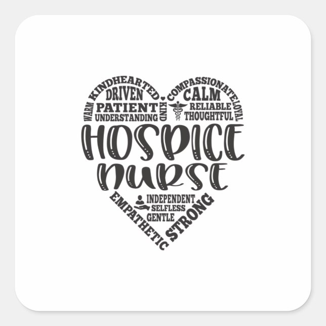 Hospice, Krankenschwester, rn cna Quadratischer Aufkleber (Vorderseite)