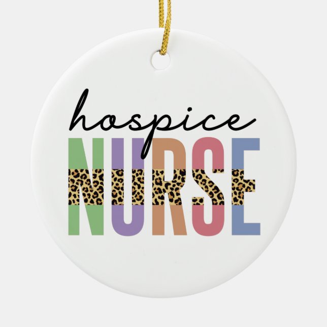 Hospice Nurse Cheetah Typografie Keramik Ornament (Vorne)