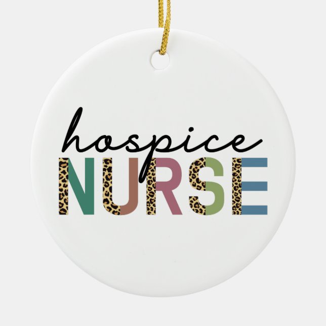 Hospice Nurse Cheetah typographie Ornement céramiq (Devant)