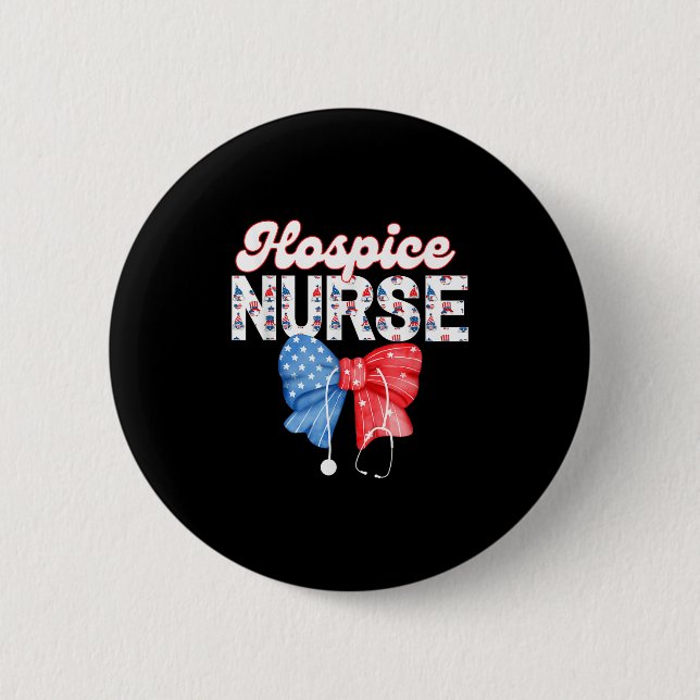 Hospice Nurse, Coquette Bow Stethoscope, 4. Juli Button (Vorderseite)