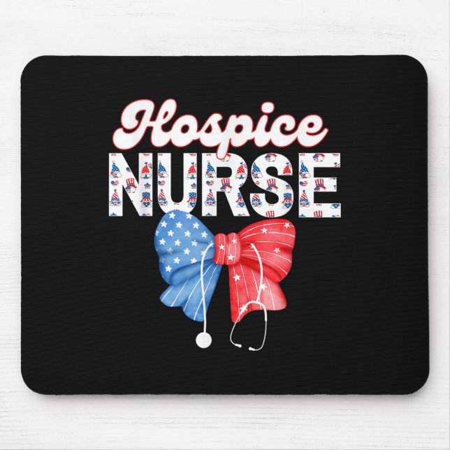 Hospice Nurse, Coquette Bow Stethoscope, 4. Juli Mousepad (Vorne)