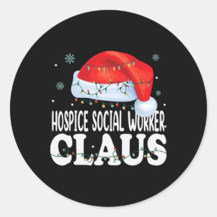 Hospice Social Worker Claus Christmas Funny Matchi Runder Aufkleber