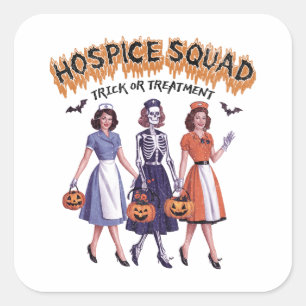 Hospice Squad Halloween für Krankenschwester Quadratischer Aufkleber