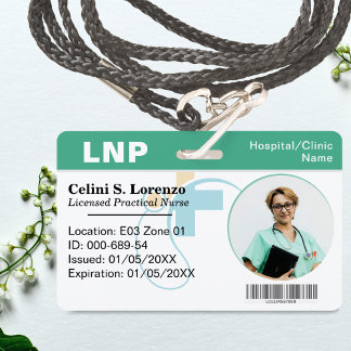 Hospital Medical Employee Photo ID Badge – Green  Ausweis