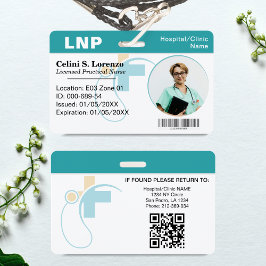 Hospital Medical Employee Photo ID Badge – Teal  Ausweis