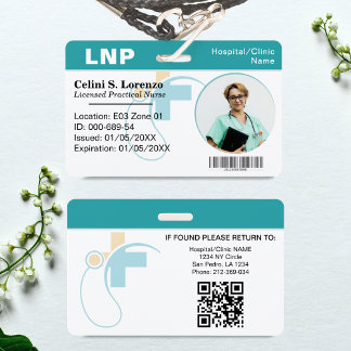 Hospital Medical Employee Photo ID Badge – Teal  Ausweis