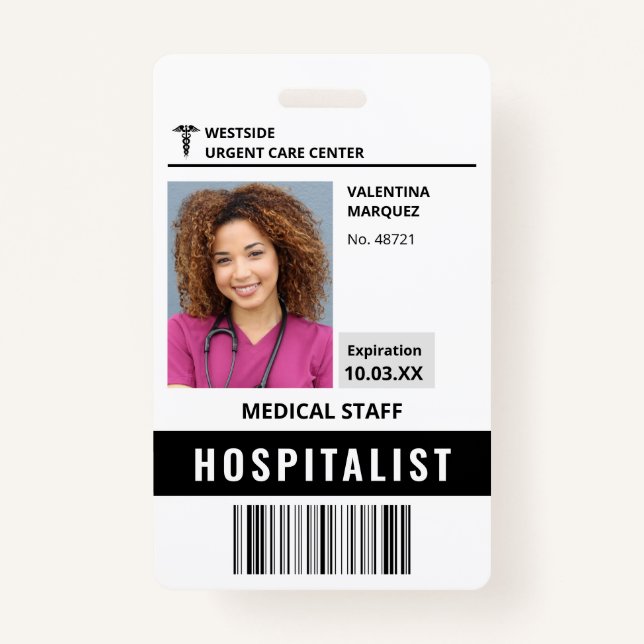 Hospitalist Arzt ID Foto Abzeichen Ausweis (Vorderseite)