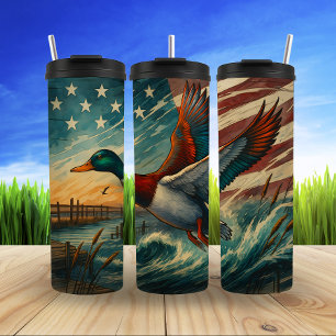 Hossende Ente, amerikanische Flagge Sky Thermosbecher