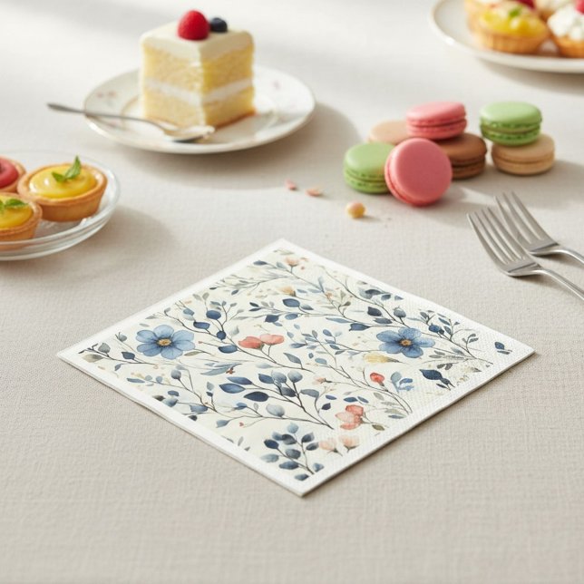 Hostess Blue Floral Watercolor Event Serviette (Von Creator hochgeladen)