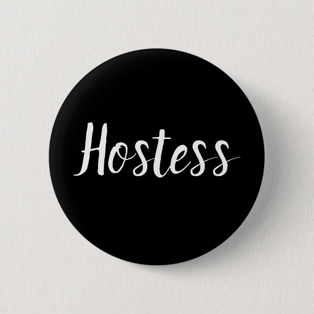 Hostess Minimalistisches Brautparty Geschenke Hoch Button (Vorderseite)