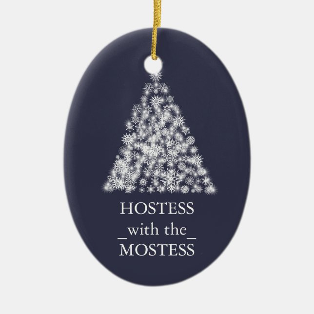 Hosteß mit dem Mostess Weihnachtsweihnachten Keramikornament (Vorne)