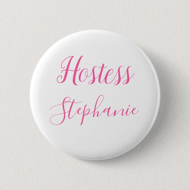 Hostess Pink Individuelle Name Gifts Wedding Butto Button (Vorderseite)