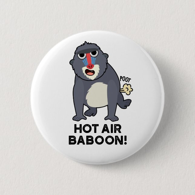 Hot Air Baboon Funny Farting Monkey Pun Button (Vorderseite)