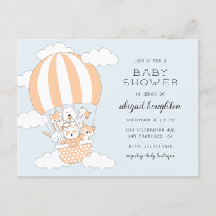 Hot Air Ballon Animal Themed Baby Dusche Einladungspostkarte