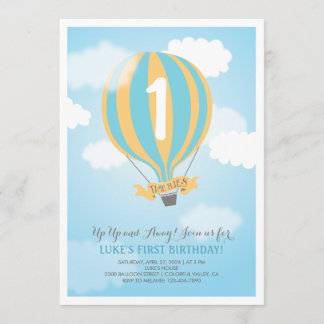 Hot Air Ballon Birthday Baby Boy Party Einladung
