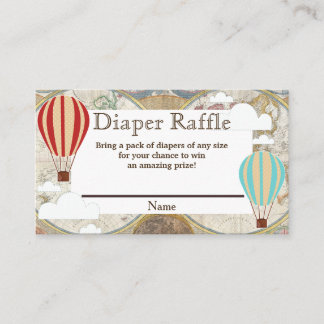 Hot Air Ballon & Clouds Weltkarte Windeln Raffel Begleitkarte