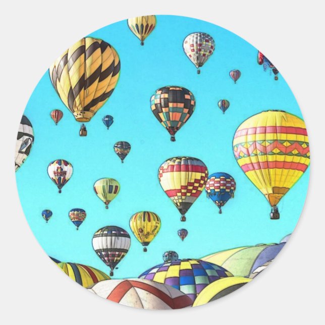 Hot Air Ballon Fiesta Digital Art Design Runder Aufkleber (Vorderseite)