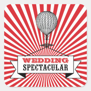 Hot Air Ballon Hochzeit spektakuläre Sticker. Quadratischer Aufkleber