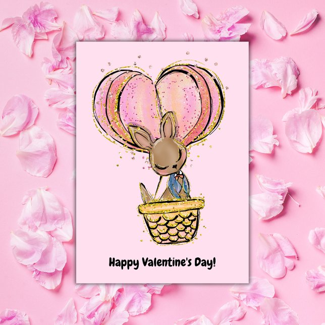 Hot Air Ballon Kangaroo Happy Valentine's Day Karte (Von Creator hochgeladen)