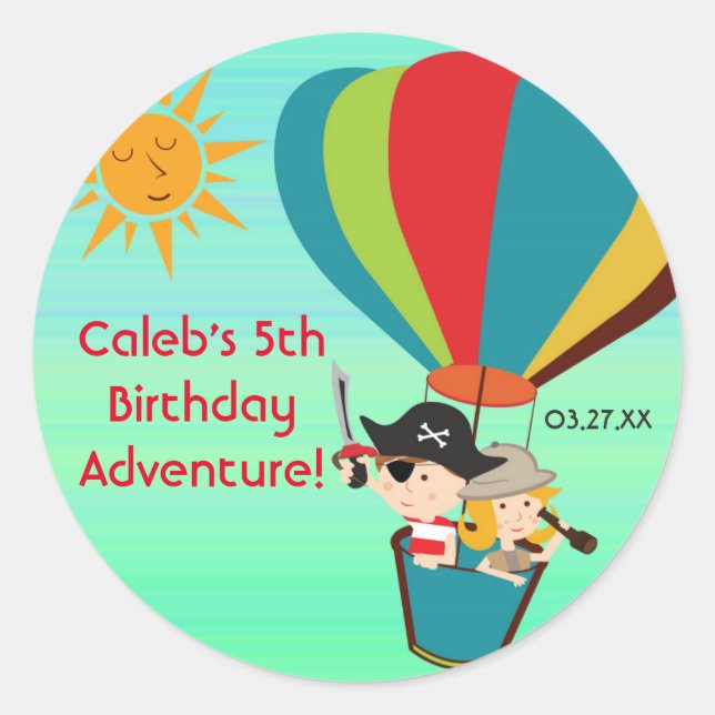 Hot Air Ballon Kinder Adventure Vintag Stickers (Vorderseite)