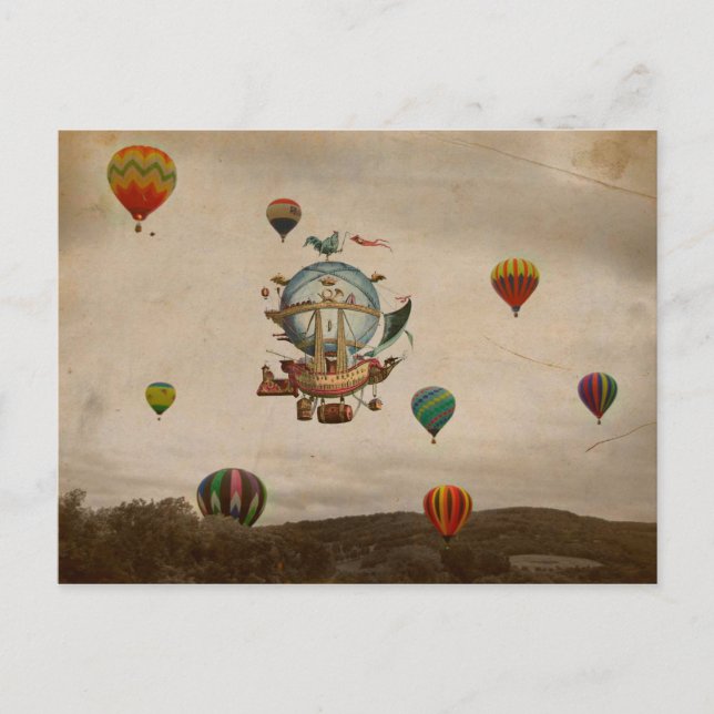 Hot Air Ballon, La Minerve 1803 Reise im Stil Postkarte (Vorderseite)