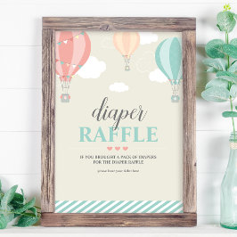 Hot Air Ballon Up & Away Diaper Raffelspiel-Zeiche Fotodruck