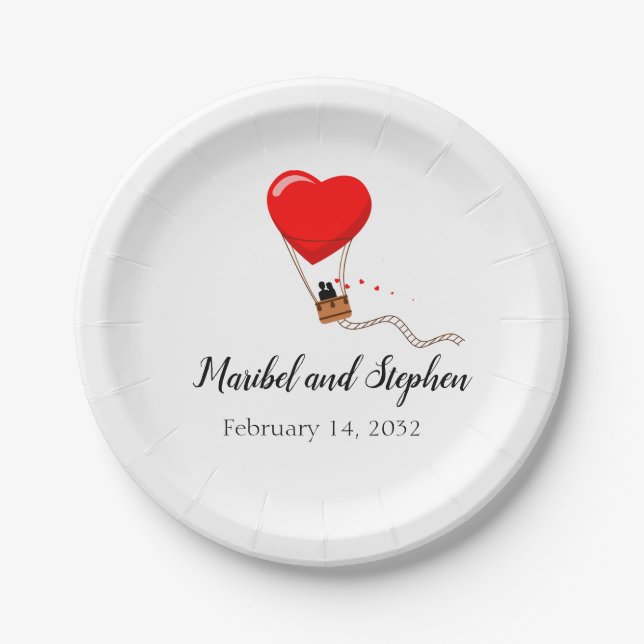 Hot Air Ballon Valentine's Day Hochzeit Teller (Vorderseite)