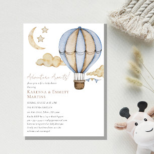 Hot Air Ballon White Adventure erwartet Baby Showe Einladung