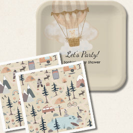 Hot Air Balloon, Adventure Awaits, Earth Tone Serviette