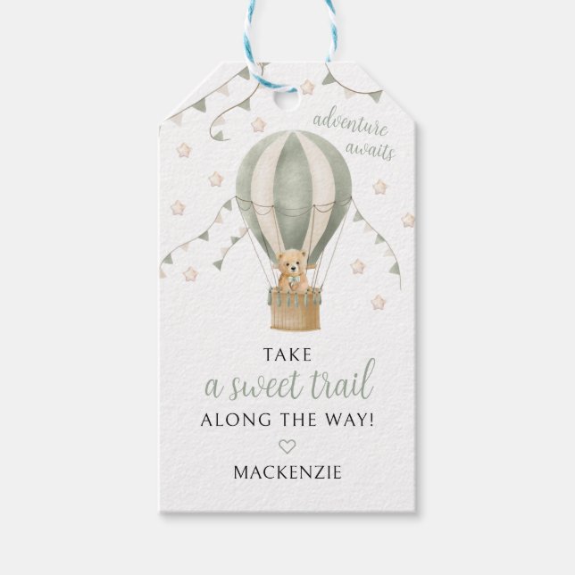 Hot Air Balloon Baby Boy Shower Sweet Trail Geschenkanhänger (Vorderseite)